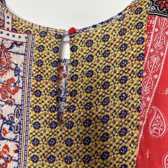 Let me Be Anthropologie Patchwork Tiered Babydoll Mini Dress 1X - Picture 8 of 14